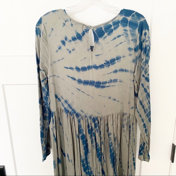 Anthropologie Dolan Left Coast Eliska Blue Tie Dye Long Sleeves Midi Sz S M - Picture 6 of 6